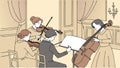 String quartet musicians playing classical music vector design Generative AI