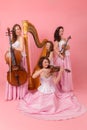 String quartet on a pink background Royalty Free Stock Photo