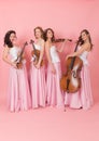 String quartet on a pink background Royalty Free Stock Photo