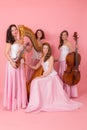 String quartet on a pink background Royalty Free Stock Photo