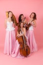 String quartet on a pink background Royalty Free Stock Photo