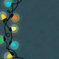 String of retro glowing colorful holiday lights template