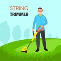 String trimmer concept background, flat style