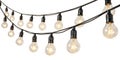 String Wired Bulbs on White Background Royalty Free Stock Photo