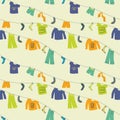 Air drying clothes seamless vector pattern