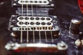 Strings electric guitar and pickup Royalty Free Stock Photo