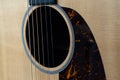 Strings and Sound Hole Of Acoustic Guitar Royalty Free Stock Photo