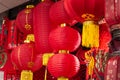 Red traditional paper lanterns of Chinese for the festival