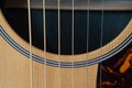 Strings and Sound Hole Of Acoustic Guitar Royalty Free Stock Photo