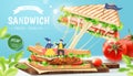 Stringy cheese chicken sandwich Royalty Free Stock Photo