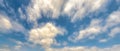 Stringy, wispy clouds in blue sky, panorama format