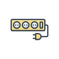 Color illustration icon for Strip, power and cable Royalty Free Stock Photo