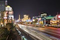 The Strip, Las Vegas Strip, Paris Hotel and Casino, New York-New York Hotel & Casino, metropolitan area, town, night, road Royalty Free Stock Photo