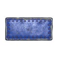 Strip of metal with rivets painted blue in the shape of a rectangle in the center on white background 3d Royalty Free Stock Photo