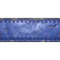 Strip of metal with rivets painted blue in the shape of a rectangle in the center on white background 3d Royalty Free Stock Photo