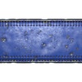 Strip of metal with rivets painted blue in the shape of a rectangle in the center on white background 3d Royalty Free Stock Photo