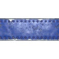 Strip of metal with rivets painted blue in the shape of a rectangle in the center on white background 3d Royalty Free Stock Photo