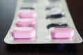 Strip of pink pills Royalty Free Stock Photo