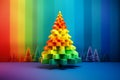 stripe bricks christmas tree rainbow colors