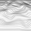 Stripe deformation background. Distorted wave monochrome texture. Abstract dynamical rippled surface from line. Vector