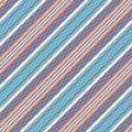 Stripe pattern colorful textured background in navy blue and orange. Seamless herringbone lines graphic for spring, summer, autumn Royalty Free Stock Photo