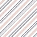 Stripe pattern seamless asymmetric diagonal light in grey, pink, white. Textured herringbone lines for spring summer dress, skirt. Royalty Free Stock Photo