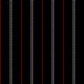 Stripe pattern thin line in black, red, white. Seamless abstract vertical tattersall stripes for summer, autumn, winter dress. Royalty Free Stock Photo