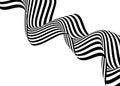 Stripe wave background design with black and white lines. 3d optical op art. Vector illustration