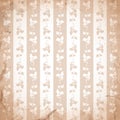 Striped background with floral ornament in the grunge style. Royalty Free Stock Photo