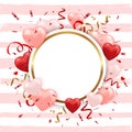 Striped background for Valentine`s day with hearts