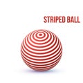 Striped ball. 3d Sphere with Texture. Ball isolated on white background. Vector