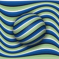 Striped ball rolling along the striped surface. Abstract vector optical illusion