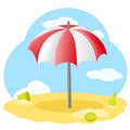 Striped beach umbrella