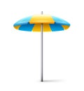 Striped beach umbrella on white background Royalty Free Stock Photo