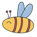 Striped bee with wings, insect, vector children picture