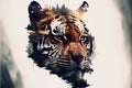 Striped bengal tiger in double exposure merge its head