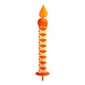 Striped birthday candle icon, cartoon style Royalty Free Stock Photo