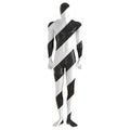 A striped black white male mannequin stands in a relaxed position on an isolated background. Front view. 3d rendering Royalty Free Stock Photo
