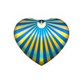 Striped blue Heart icon, Valentines Day or 8 March symbol. Yellow and orange tones for graphic design, logo a happy love and the Royalty Free Stock Photo