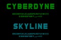 Striped bold green electronics style font set