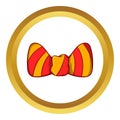 Striped bow tie icon, cartoon style Royalty Free Stock Photo