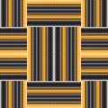 Striped braided checkered zigzag lines, waves and stripes geometric grid seamless pattern. Vector modern ornamental colorful