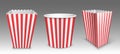 Striped bucket for popcorn, hen wings or legs pack