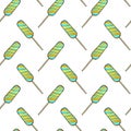Striped candy, lollipop on stick. Vector in doodle and sketch style