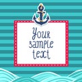 Striped card background with anchor and waves