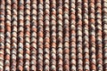 Striped ceramic tile roof close up. background horizontal Royalty Free Stock Photo