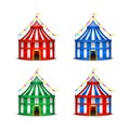 Striped Circus Tent Symbol Amusement, Festival or Carnival Set. Vector