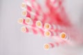 Striped cocktail straws in glass overhead view Royalty Free Stock Photo