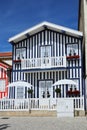 Striped colored houses, Costa Nova, Beira Litoral, Portugal, Eur