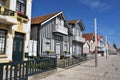 Striped colored houses, Costa Nova, Beira Litoral, Portugal, Eur